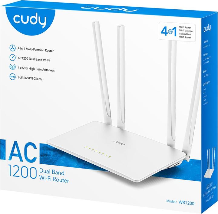 Actual product image Cudy WR1200 wireless router Fast Ethernet Dual-band ( / ) White