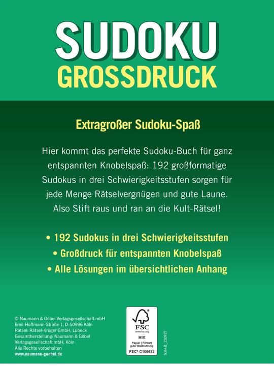 Produktbild Sudoku Grossdruck - Band 1 (Deutsch, 2024)
