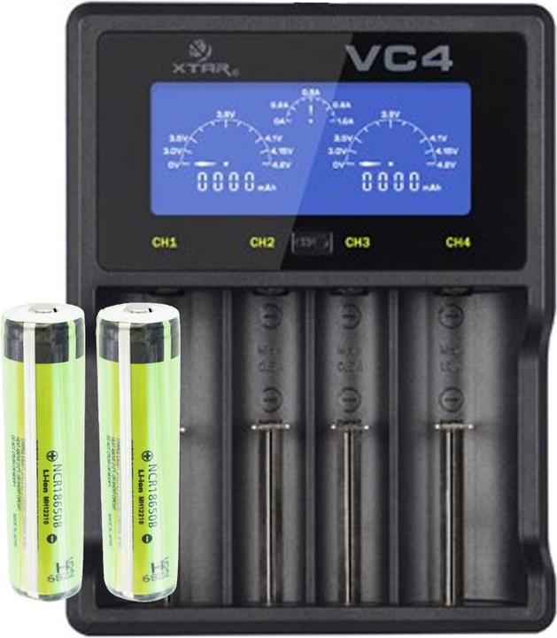Immagine prodotto Panasonic Batteria 18650 protetta 2 pezzi e caricatore rapido LCD (2 pz., CR123A, 3400 mAh, Batteria + Caricabatterie)