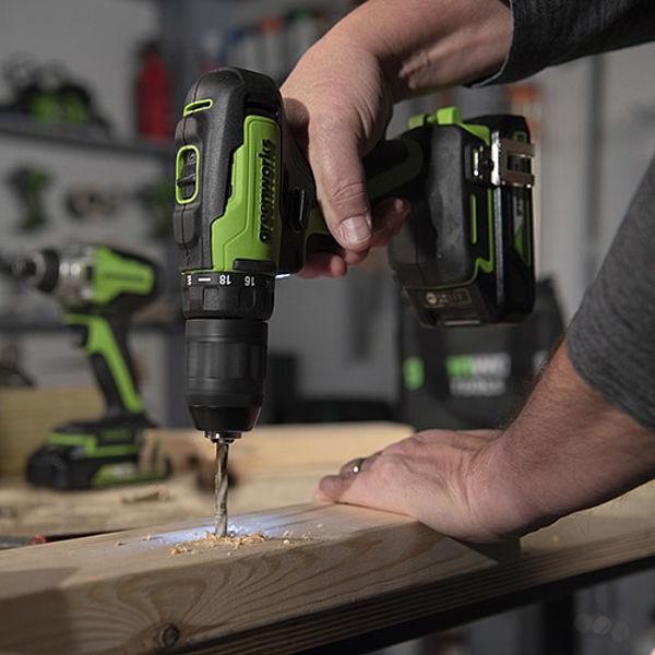 Actual product image Greenworks GD24DD60 cordless screwdriver / drill (60N.m) 24V without battery and charger (Rechargeable battery operated)