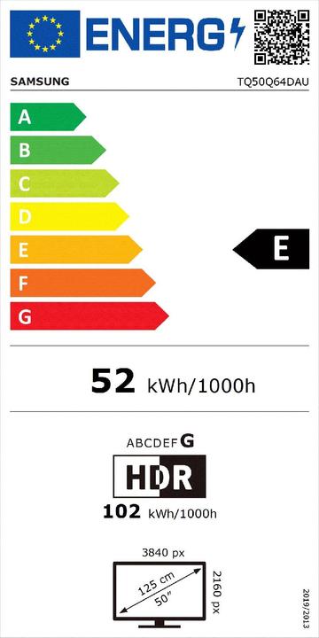 Energy Label Samsung 50" Q64D QLED 4K TV TQ50Q64D (50", QLED, 4K, 2024)