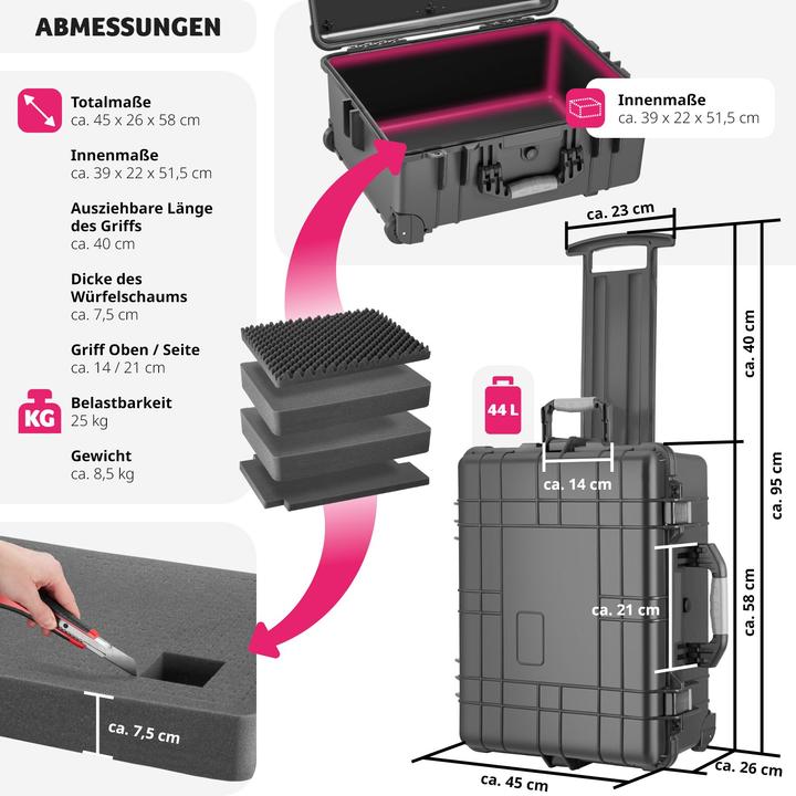 Produktbild tectake Transportkoffer rollbar mit Teleskopgriff
