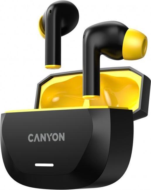 Actual product image Canyon Wireless headphones headset HEXAGON 7 TWS ANC+ENC Wireless Charge Black Yellow (6.50 h, Cable)
