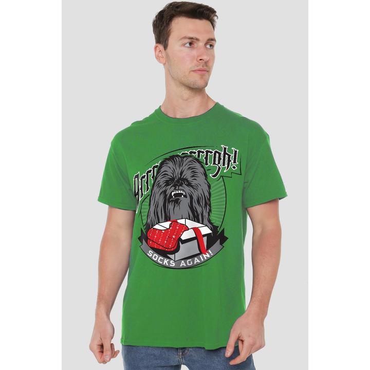 Actual product image Star Wars Mens Arrrrgh! Socks Again! Chewbacca Christmas T-Shirt (M)