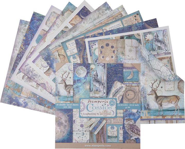Image du produit Stamperia Bloc de scrapbooking "Cosmos", 10 feuilles, 30,5 x 30,5 cm (190 g/m², 10 x)