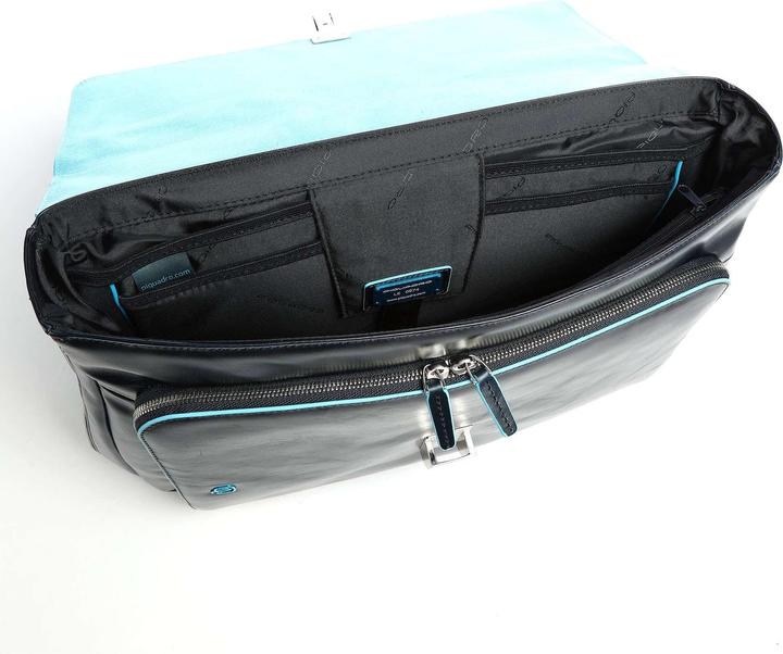 Actual product image Piquadro Blue Square Expandable Computer Portfolio Briefcase 15 Night Blue (15")