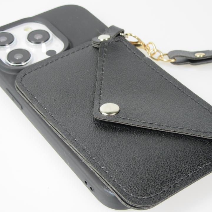 Immagine prodotto PhoneLook Coque Silicone soft touch avec pochette à cartes ou argent en cuir et lanière intégrée (Apple iPhone 14 Pro)