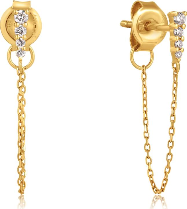 Actual product image Ania Haie 14Kt Gold Diamond Drop Chain Stud Earrings (585 yellow gold)
