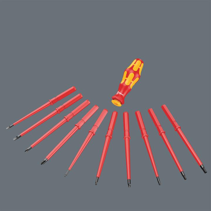 Actual product image Wera VDE interchangeable blade set (Phillipps cross recess (PH), Torx (TX), Pozidriv cross recess (PZ), Slotted screws)