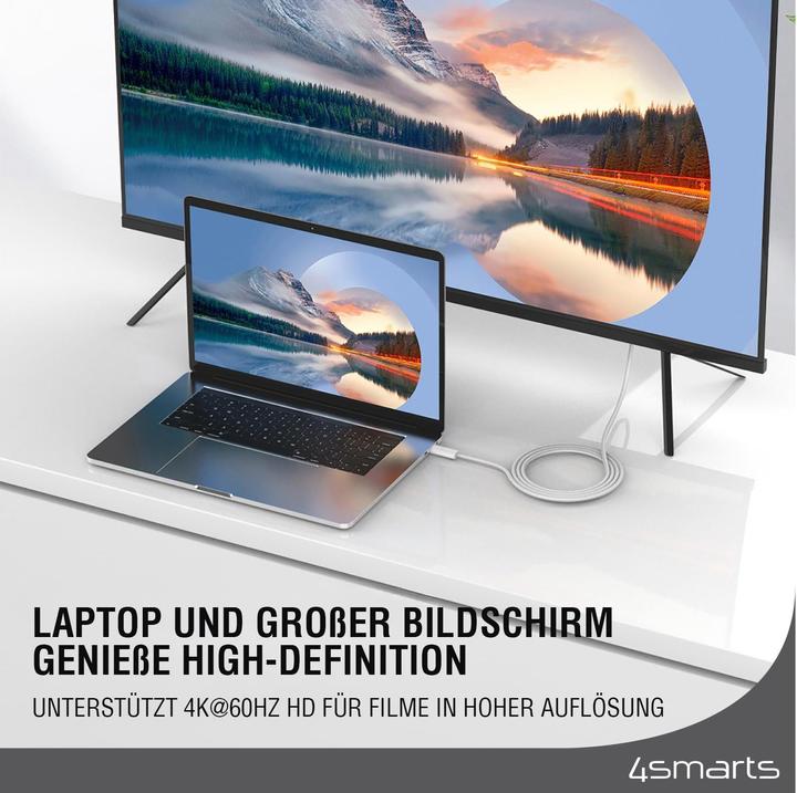 Image du produit 4smarts Câble USB-C vers HDMI 2m blanc (2 m, USB Type C, HDMI)