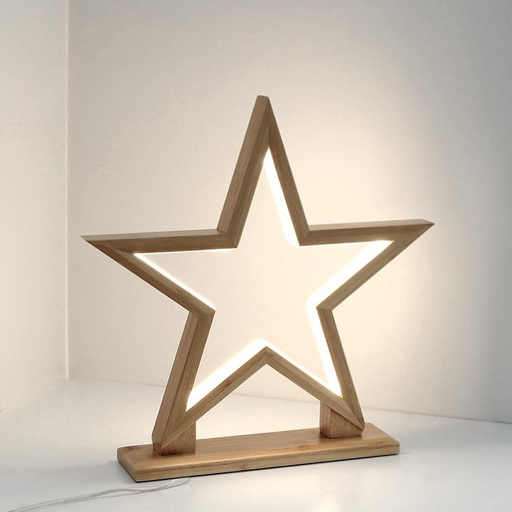 Actual product image Novaliv LED Star Lamp 55cm Natural Wood Table Lamp LED with Power Cable SMD LED Warm White