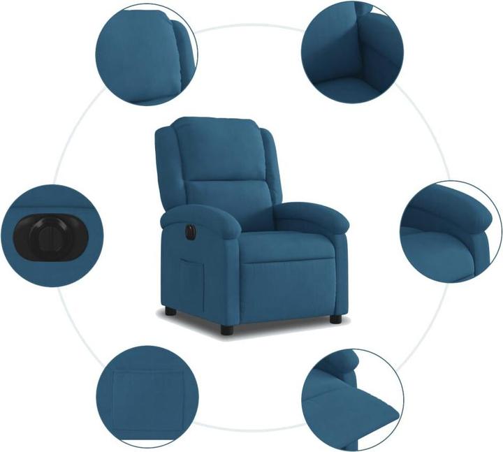 Produktbild VidaXL Relaxsessel Elektrisch Liegesessel Fernsehsessel Verstellbar Blau Samt