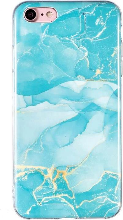 Actual product image Cover-Discount iPhone SE / 8 / 7 - Silicone Rubber Case Cyan Marble (Apple iPhone 8, Apple iPhone 7)