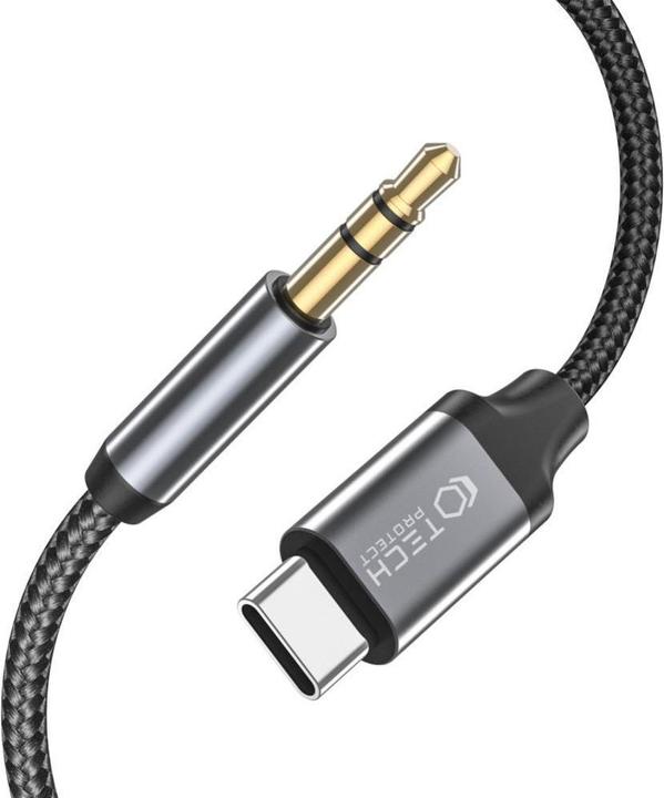 Produktbild Tech-Protect Kabel USB USB-C - Mini-Klinke 3,5 mm 1 m Schwarz (THP1582) (1 m, USB, 3.5mm Klinke (AUX))