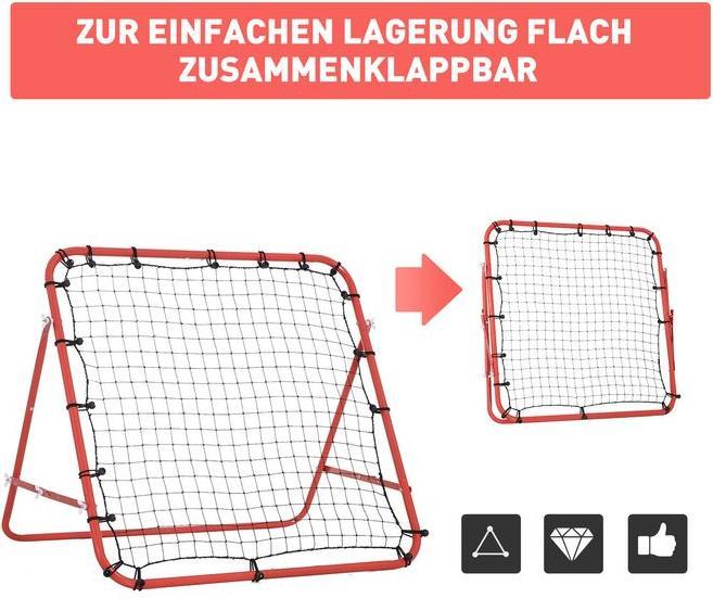 Image du produit Swisshandel24 Rebounder Football Barrière de rebond Filet pour football Angle réglable Rouge+Noir 96 x 80 x 96