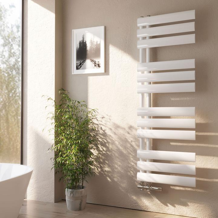 Produktbild Emke Elektrischer Badheizkörper, 1120x400mm - Weiss Ovalrohr-Handtuchtrockner (385 W)