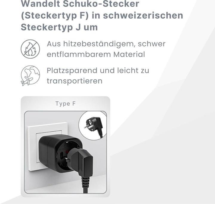 Produktbild Hermex Steckdosenadapter Schuko zu Schweiz (Typ 13, CEE 7/4)