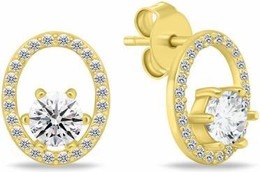 Actual product image Brilio Silver - Gold-plated earrings Rings with zircons and pearls EA1054Y