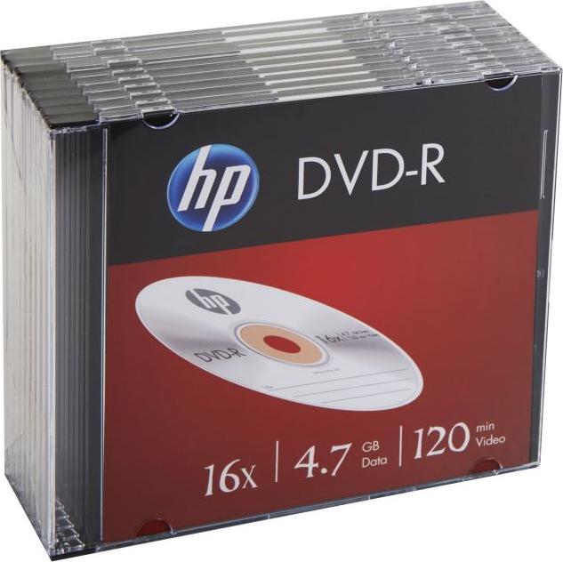 Image du produit HP DVD-R 4.7GB/120Min/16x boîtier fin (10 disques) (10 x)