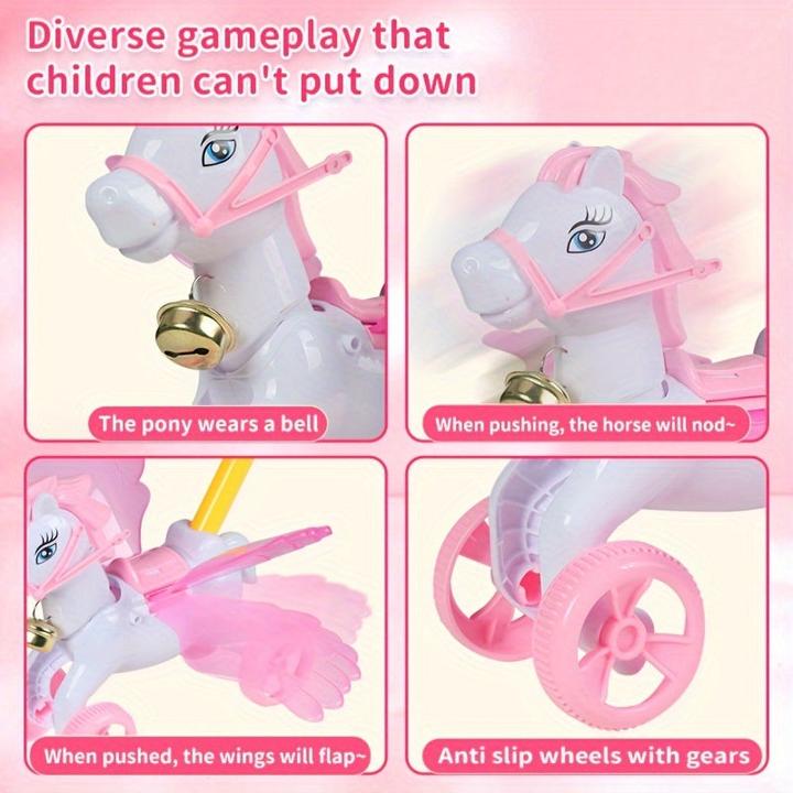 Actual product image Activity Board Pram toy, horse with movable wings, Pegasus push, movable toy