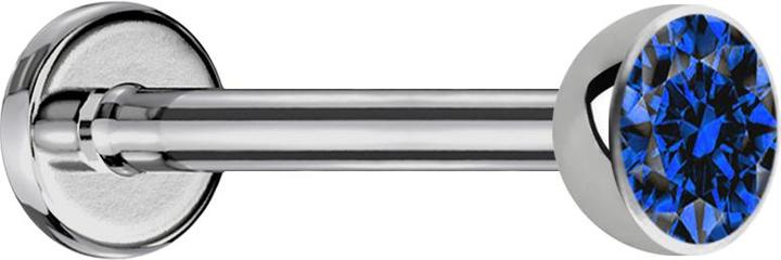Image du produit Star Piercing Micro Labret argenté avec cristal demi-sphère bleu foncé (Titane G23, sans laiton)