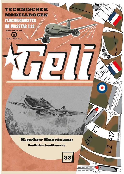Produktbild Geli hawker hurricane kartonmodell