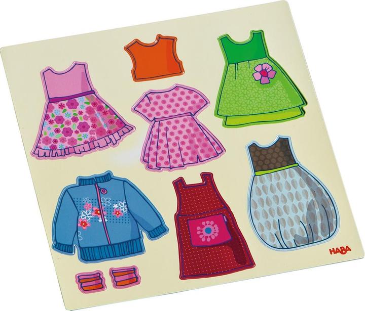 Actual product image Haba Magnet play box dress-up doll Lilli (German, French, Italian, English)