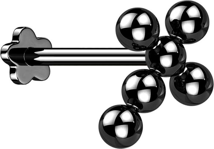 Produktbild Star Piercing Micro Threadless Labret Blume schwarz Kreuz Kugeln (Chirurgenstahl 316Lohne Messing, Titan G23ohne Messing)