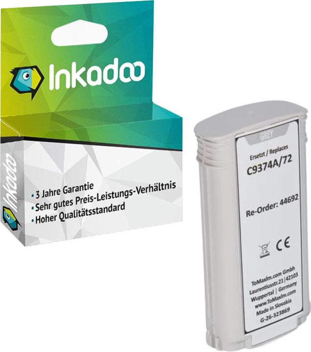 Actual product image Inkadoo Printer cartridges compatible with HP C9374A / 72 Ink cartridge, gray Gray (GY)