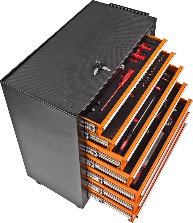 Produktbild Dema Werkstattwagen Werkzeugwagen mit Werkzeug 100-tlg. orange (100 x)