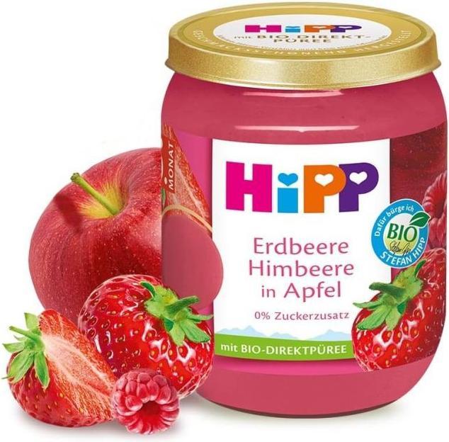 Image du produit Hipp Fruits Premium : fraise framboise en pomme (160 g)