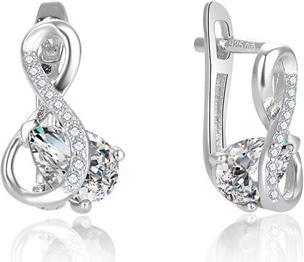 Beneto Dazzling silver earrings with clear zircons AGUC2692-W (L)