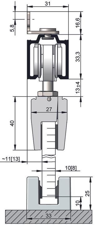 Produktbild Helm Schiebetürbeschläge 73 - Glas