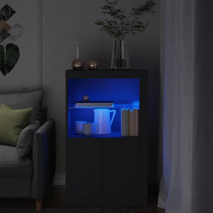 Produktbild VidaXL Beistellschrank mit LED-Leuchten Schwarz (60.5 x 37 x 100 cm)