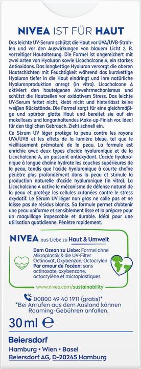Valori nutrizionali e ingredienti NIVEA Primer 2 in 1 (Crema solare viso, SPF 50+, 30 ml)