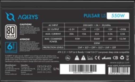 Actual product image Aqirys AQRYS PULSARLS550W (550 W)