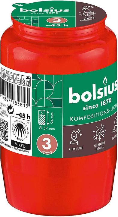 Produktbild Bolsius Kompolicht Nr.3 rot (20 Stk.)