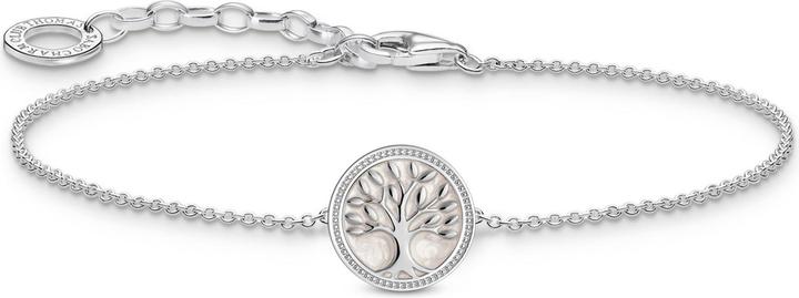 Immagine prodotto Thomas Sabo Bracciale con ciondolo a forma di albero dell'amore e smalto bianco in argento (19 cm, Argento 925, Smalto)