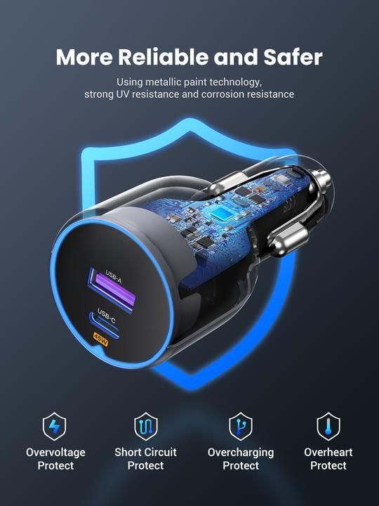 Produktbild Ugreen 63w 2-Port Fast Car Charger