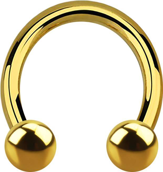 Star Piercing Circular Barbell Innengewinde vergoldet mit zwei Kugeln (Titan G23, ohne Messing)
