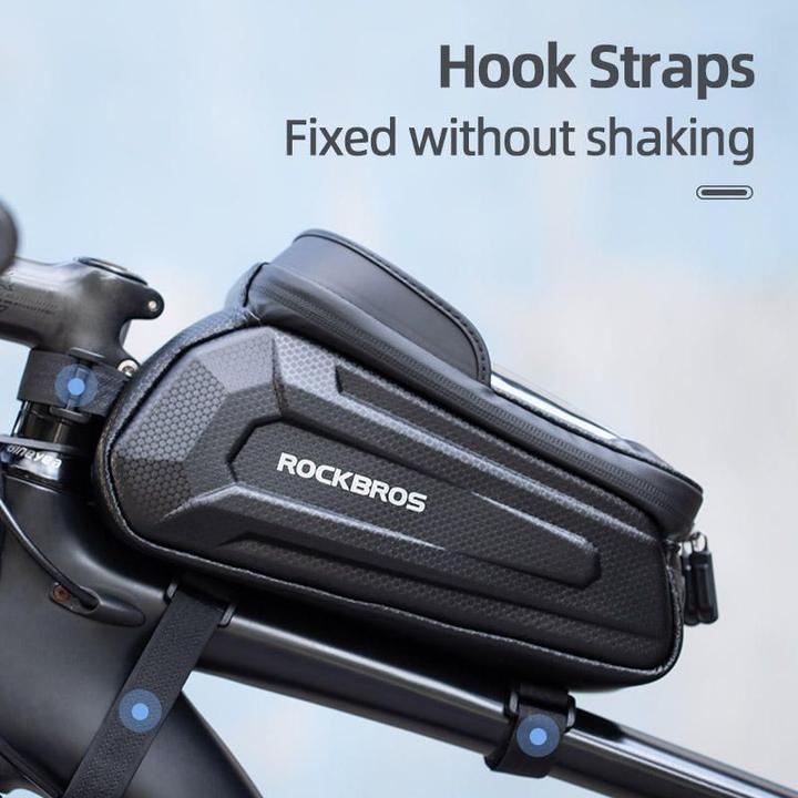 Actual product image Rockbros B68 armoured bicycle bag with phone cover 1.5l - black (1.50 l, Luggage carrier bag)