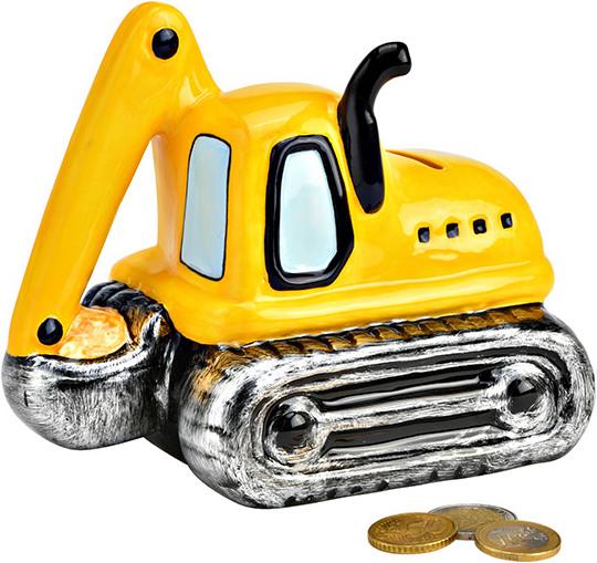 Image du produit G. Wurm Tirelire pelleteuse en céramique jaune (L/H/P) 16x14x11cm