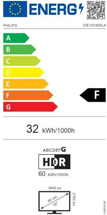 Etichetta energetica Philips 32E1N1800LA (3840 x 2160 pixel, 31.50")