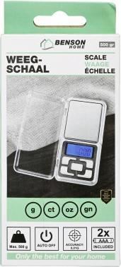 Produktbild Benson Digitale Präzisionswaage bis 500 gr, Teilung 0,1 gr