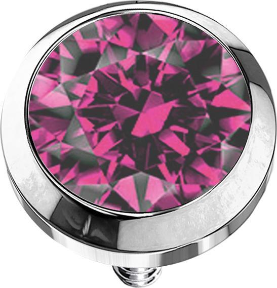 Actual product image Star Piercing Dermal Anchor silver with crystal pink (without brass, Surgical steel 316L)