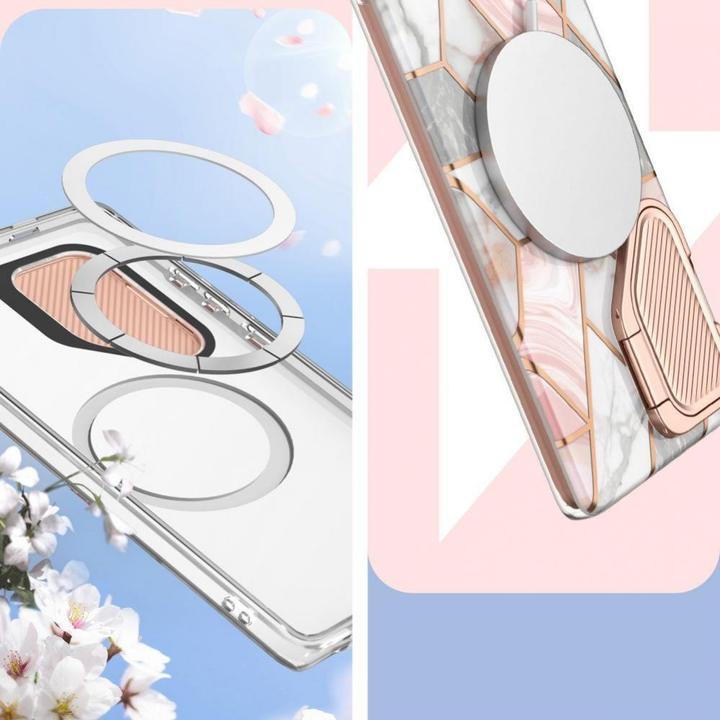 Actual product image i-Blason Cosmo Mag Supcase sleeve with MagSafe- pink marble (Samsung Galaxy S24 Ultra)