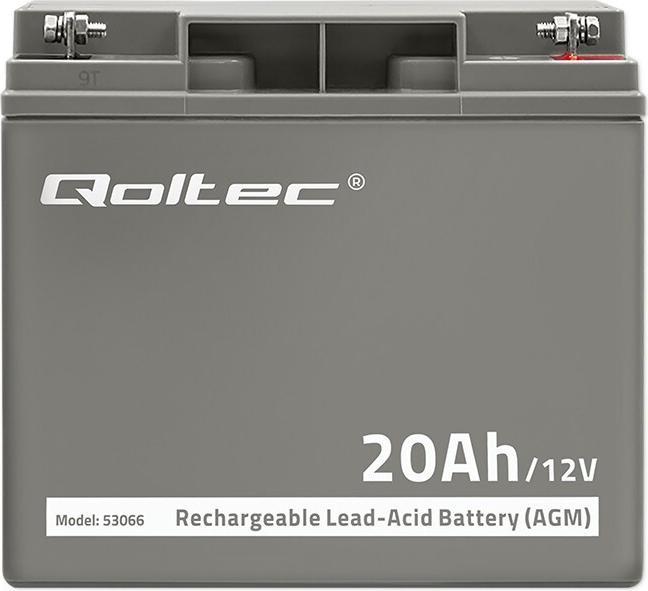 Actual product image Qoltec 53066 AGM battery 12V 20Ah max. 300A