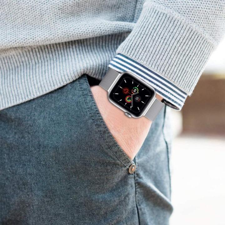 Produktbild Tech Smart Watch Apple 1/2/3/4/5 Metallarmband, Rosa, 38/40 mm (22 mm, Edelstahl)