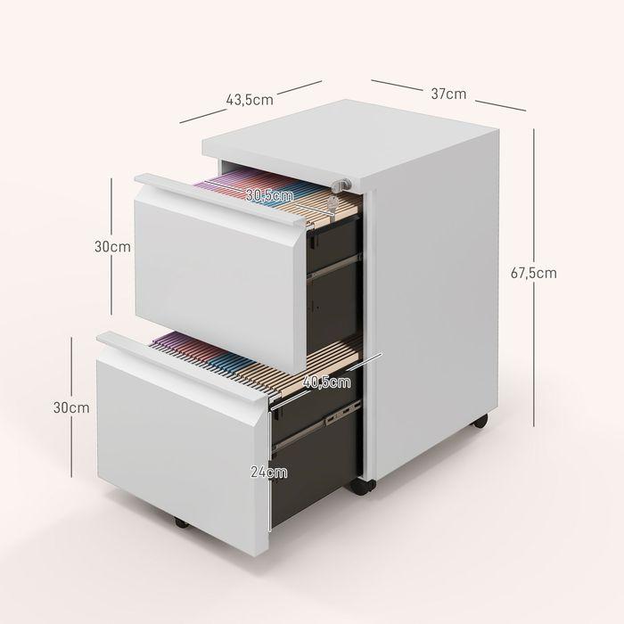 Produktbild Swisshandel24 Rollcontainer Aktenschrank Organizer, 2 Schubladen, abschliessbar, 37x43,5x67.5cm, Weiss