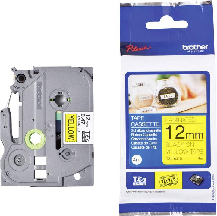 Actual product image Brother TZE-631S LAMINATED TAPE 12 MM (1.20 cm, Yellow)